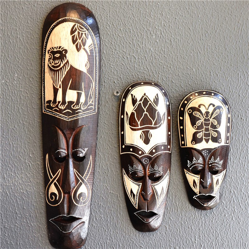 Woodworking Mask - Wood Carving Handicrafts Masks Wall Creative