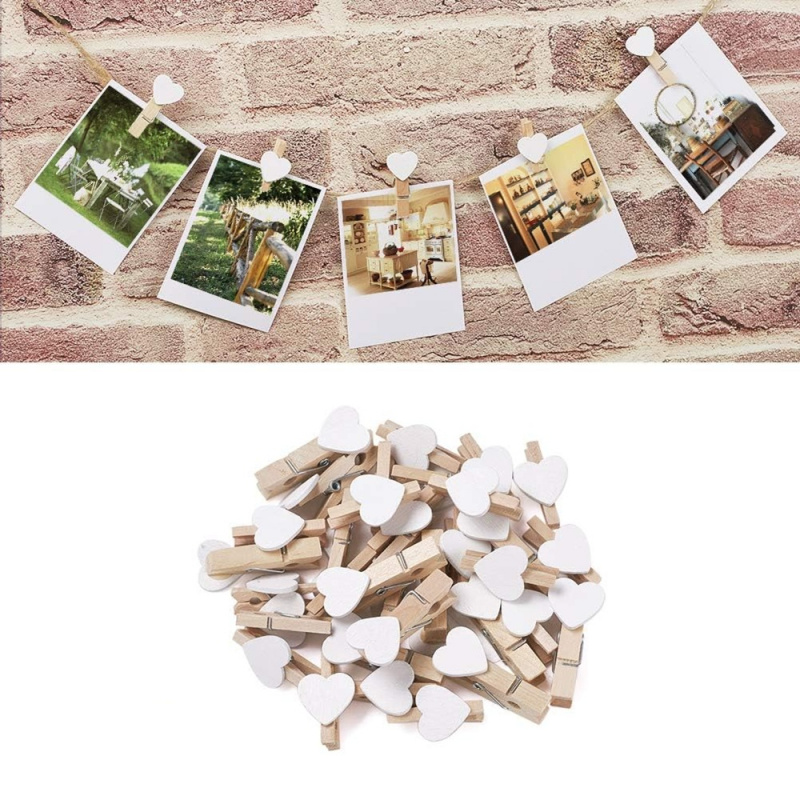 50pcs White Heart Clothespins  - Woodworking Z Clips recensione e prezzo
