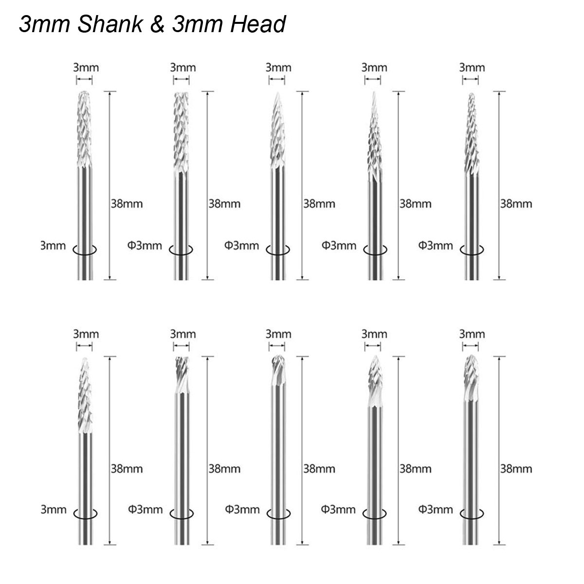 3mm Shank Tungsten Carbide Bur - Woodworking Rasps And Files recensione e prezzo