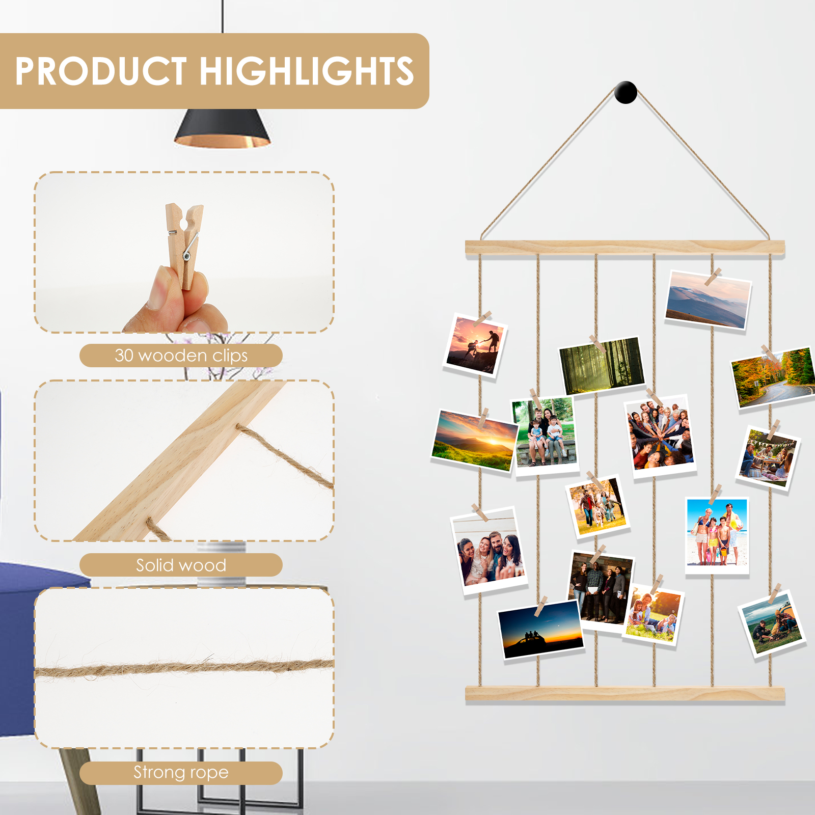 DIY Craft Hanging Photo Displa - Woodworking Z Clips recensione e prezzo