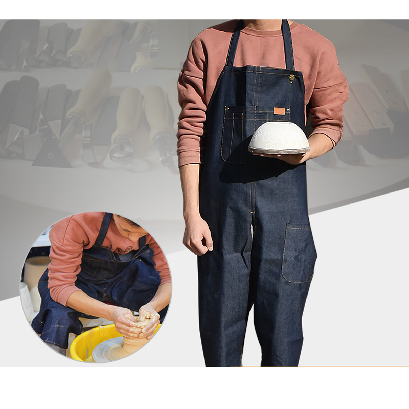 Adjustable Denim Split Leg Apr - Woodworking Overalls recensione e prezzo